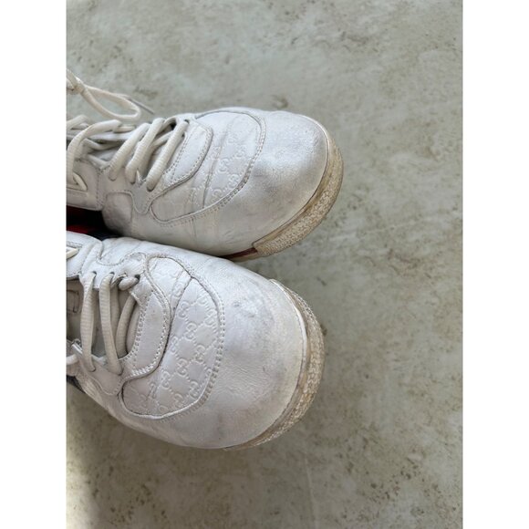 Gucci White Leather Sneakers With Red & Blue Stripes Size 10G - Picture 5 of 13